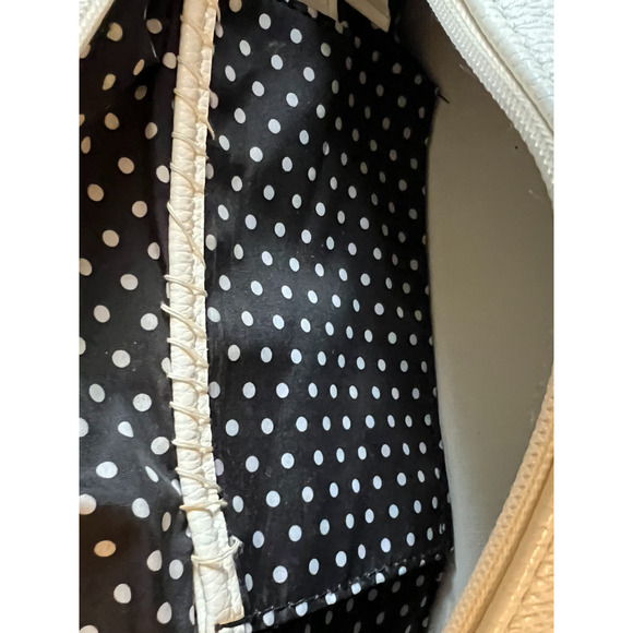 Lulu Guinness Handbag White Top Handle Satchel Zip Close Pockets Silver Accents - Picture 11 of 16